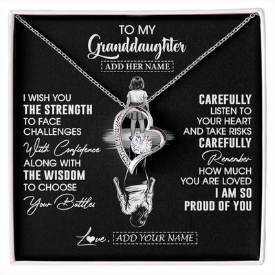 Forever Love Necklace 14K White Gold Finish | 1 | Personalized To My Granddaughter Gifts Necklace From Grandma I Wish You The Strength Granddaughter Birthday Gifts Christmas Graduation Gift Box Message Card | https://siriusteestore.