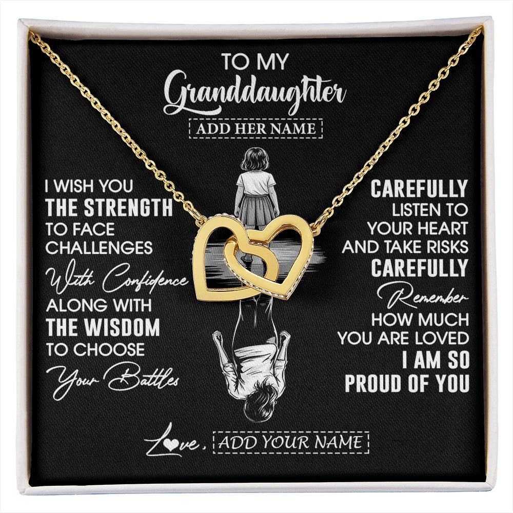 Interlocking Hearts Necklace 18K Yellow Gold Finish | 1 | Personalized To My Granddaughter Gifts Necklace From Grandma I Wish You The Strength Granddaughter Birthday Gifts Christmas Graduation Gift Box Message Card | https://siriusteestore.