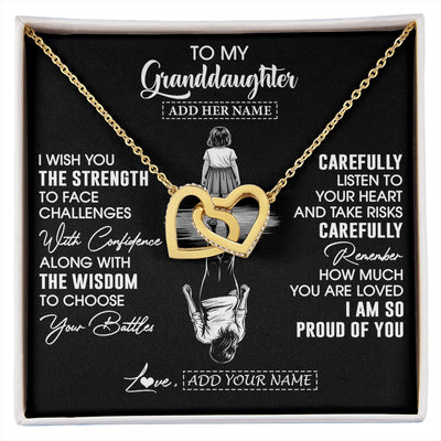 Interlocking Hearts Necklace 18K Yellow Gold Finish | 1 | Personalized To My Granddaughter Gifts Necklace From Grandma I Wish You The Strength Granddaughter Birthday Gifts Christmas Graduation Gift Box Message Card | https://siriusteestore.