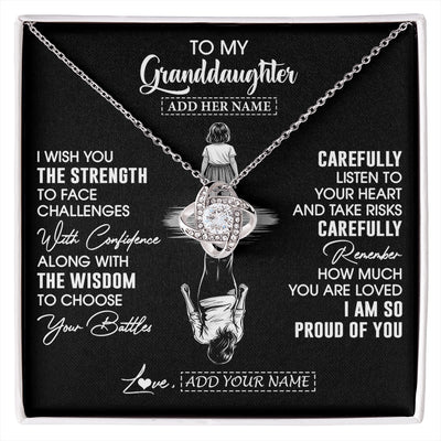 Love Knot Necklace 14K White Gold Finish | 1 | Personalized To My Granddaughter Gifts Necklace From Grandma I Wish You The Strength Granddaughter Birthday Gifts Christmas Graduation Gift Box Message Card | https://siriusteestore.