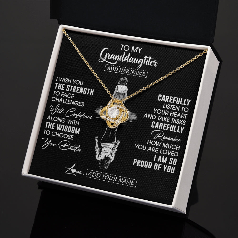 Love Knot Necklace 18K Yellow Gold Finish | 2 | Personalized To My Granddaughter Gifts Necklace From Grandma I Wish You The Strength Granddaughter Birthday Gifts Christmas Graduation Gift Box Message Card | https://siriusteestore.
