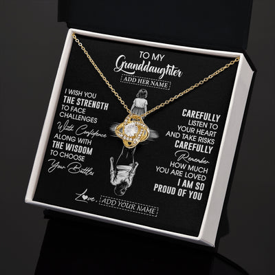 Love Knot Necklace 18K Yellow Gold Finish | 2 | Personalized To My Granddaughter Gifts Necklace From Grandma I Wish You The Strength Granddaughter Birthday Gifts Christmas Graduation Gift Box Message Card | https://siriusteestore.