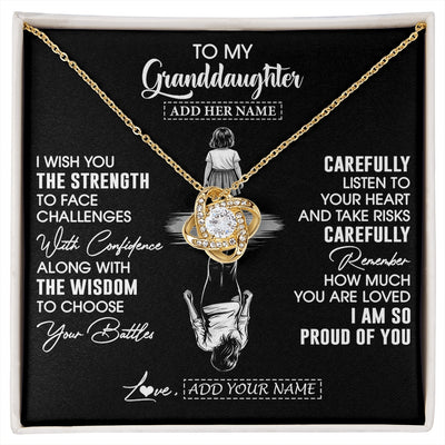 Love Knot Necklace 18K Yellow Gold Finish | 1 | Personalized To My Granddaughter Gifts Necklace From Grandma I Wish You The Strength Granddaughter Birthday Gifts Christmas Graduation Gift Box Message Card | https://siriusteestore.