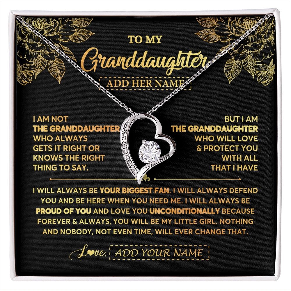 Forever Love Necklace 14K White Gold Finish | 1 | Personalized To My Granddaughter Gifts Necklace From Grandma Meaningful Family Jewelry Birthday Gifts For Granddaughter Christmas Custom Gift Box Message Card | https://siriusteestore.