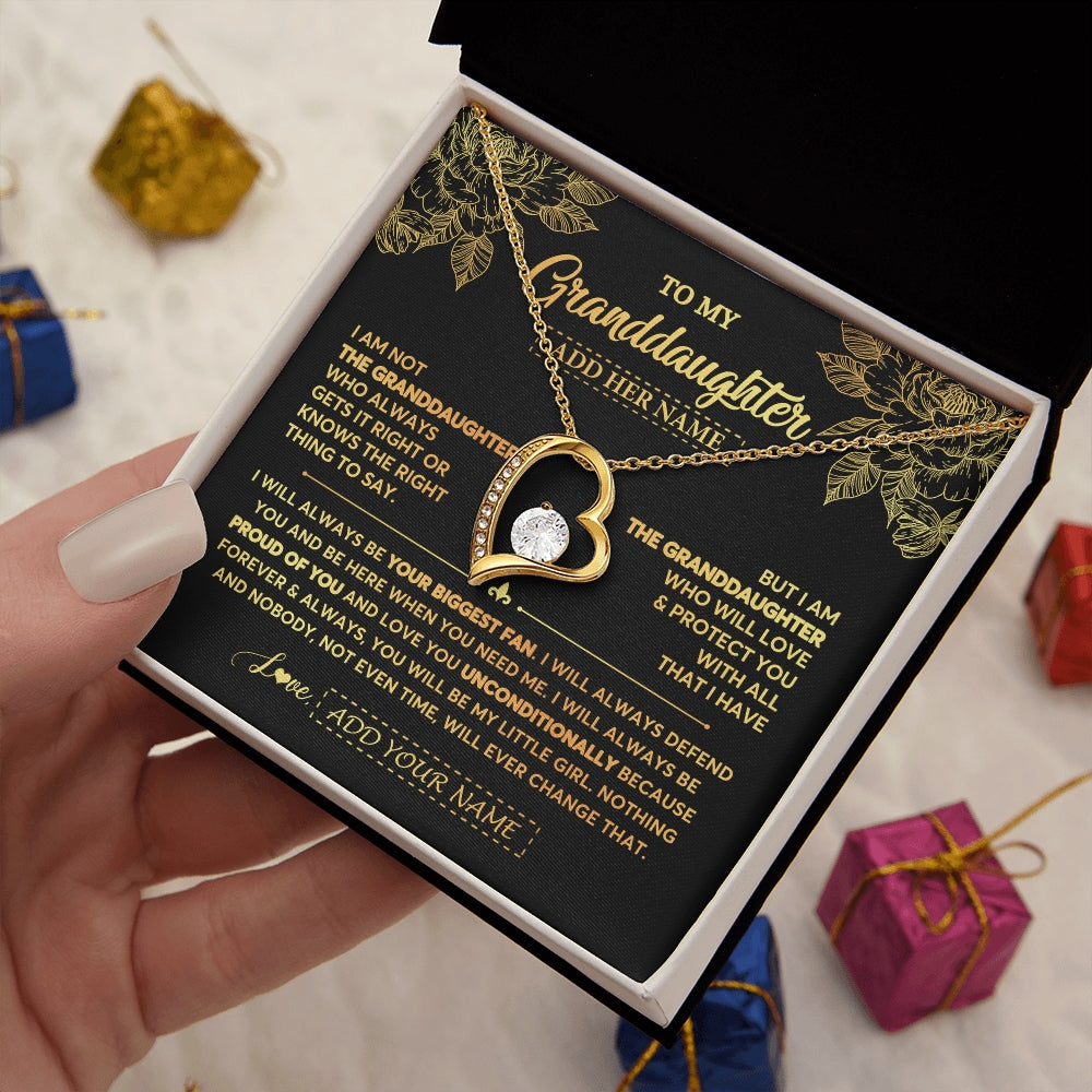 Forever Love Necklace 18K Yellow Gold Finish | 2 | Personalized To My Granddaughter Gifts Necklace From Grandma Meaningful Family Jewelry Birthday Gifts For Granddaughter Christmas Custom Gift Box Message Card | https://siriusteestore.