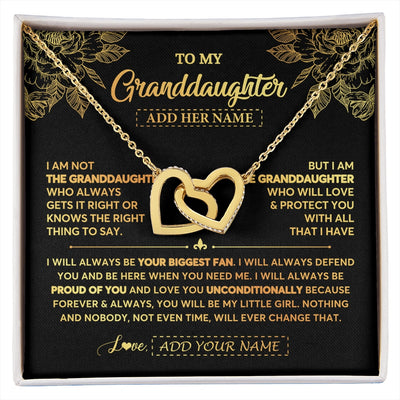 Interlocking Hearts Necklace 18K Yellow Gold Finish | 1 | Personalized To My Granddaughter Gifts Necklace From Grandma Meaningful Family Jewelry Birthday Gifts For Granddaughter Christmas Custom Gift Box Message Card | https://siriusteestore.