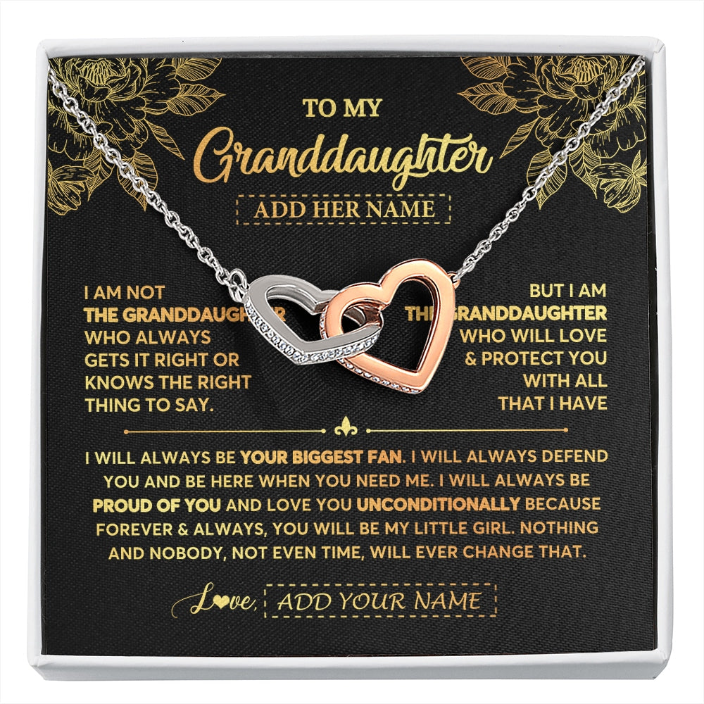 Interlocking Hearts Necklace Stainless Steel & Rose Gold Finish | 1 | Personalized To My Granddaughter Gifts Necklace From Grandma Meaningful Family Jewelry Birthday Gifts For Granddaughter Christmas Custom Gift Box Message Card | https://siriusteestore.