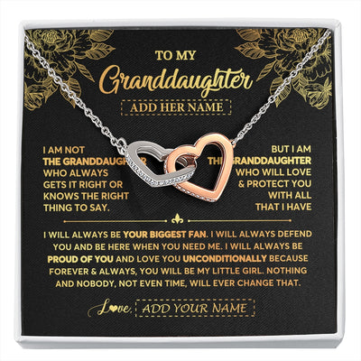 Interlocking Hearts Necklace Stainless Steel & Rose Gold Finish | 1 | Personalized To My Granddaughter Gifts Necklace From Grandma Meaningful Family Jewelry Birthday Gifts For Granddaughter Christmas Custom Gift Box Message Card | https://siriusteestore.