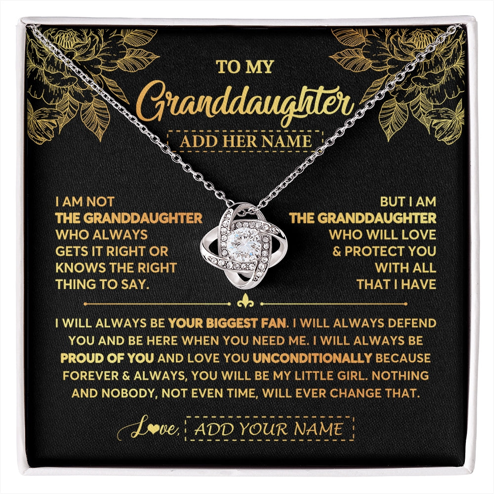 Love Knot Necklace 14K White Gold Finish | 1 | Personalized To My Granddaughter Gifts Necklace From Grandma Meaningful Family Jewelry Birthday Gifts For Granddaughter Christmas Custom Gift Box Message Card | https://siriusteestore.