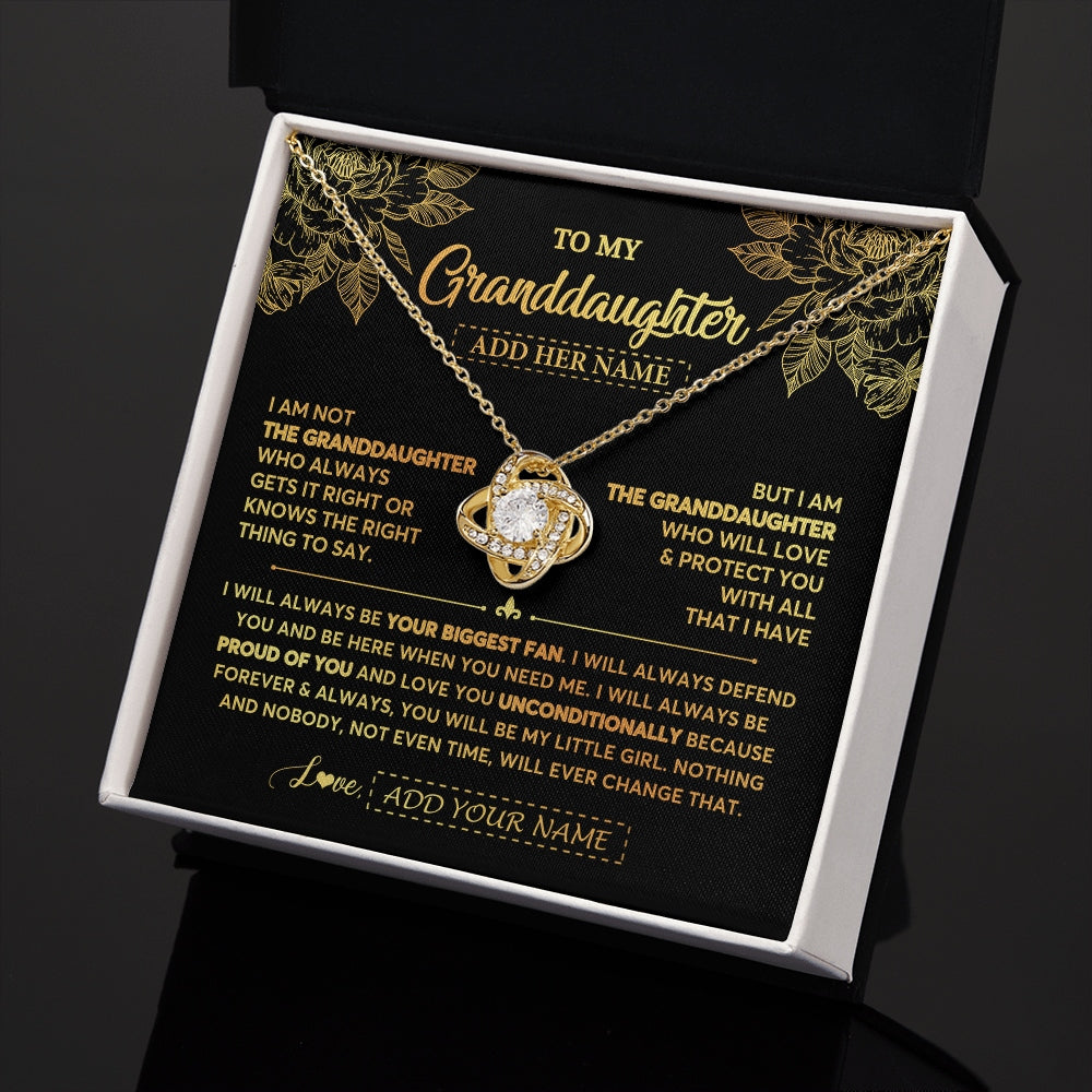 Love Knot Necklace 18K Yellow Gold Finish | 2 | Personalized To My Granddaughter Gifts Necklace From Grandma Meaningful Family Jewelry Birthday Gifts For Granddaughter Christmas Custom Gift Box Message Card | https://siriusteestore.