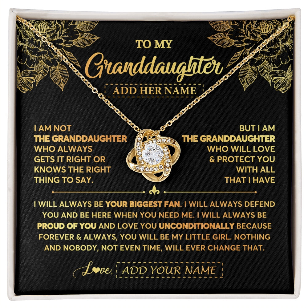 Love Knot Necklace 18K Yellow Gold Finish | 1 | Personalized To My Granddaughter Gifts Necklace From Grandma Meaningful Family Jewelry Birthday Gifts For Granddaughter Christmas Custom Gift Box Message Card | https://siriusteestore.