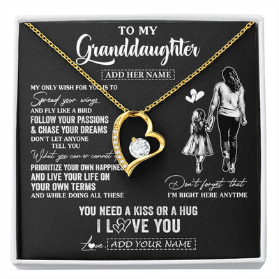 Forever Love Necklace 18K Yellow Gold Finish | 1 | Personalized To My Granddaughter Gifts Necklace From Grandma Nana My Only Wish For You Granddaughter Birthday Gifts Graduation Christmas Gift Box Message Card | siriusteestore.myshopify