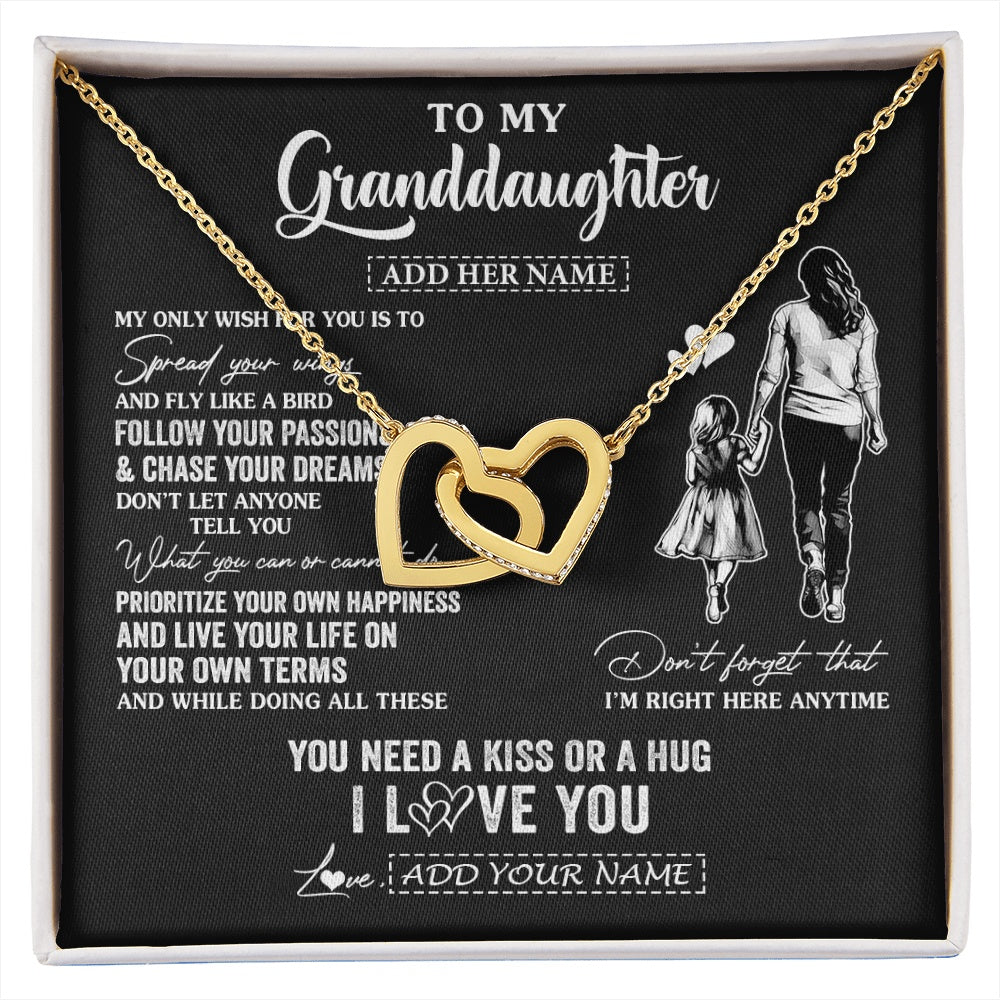 Interlocking Hearts Necklace 18K Yellow Gold Finish | 1 | Personalized To My Granddaughter Gifts Necklace From Grandma Nana My Only Wish For You Granddaughter Birthday Gifts Graduation Christmas Gift Box Message Card | siriusteestore.myshopify