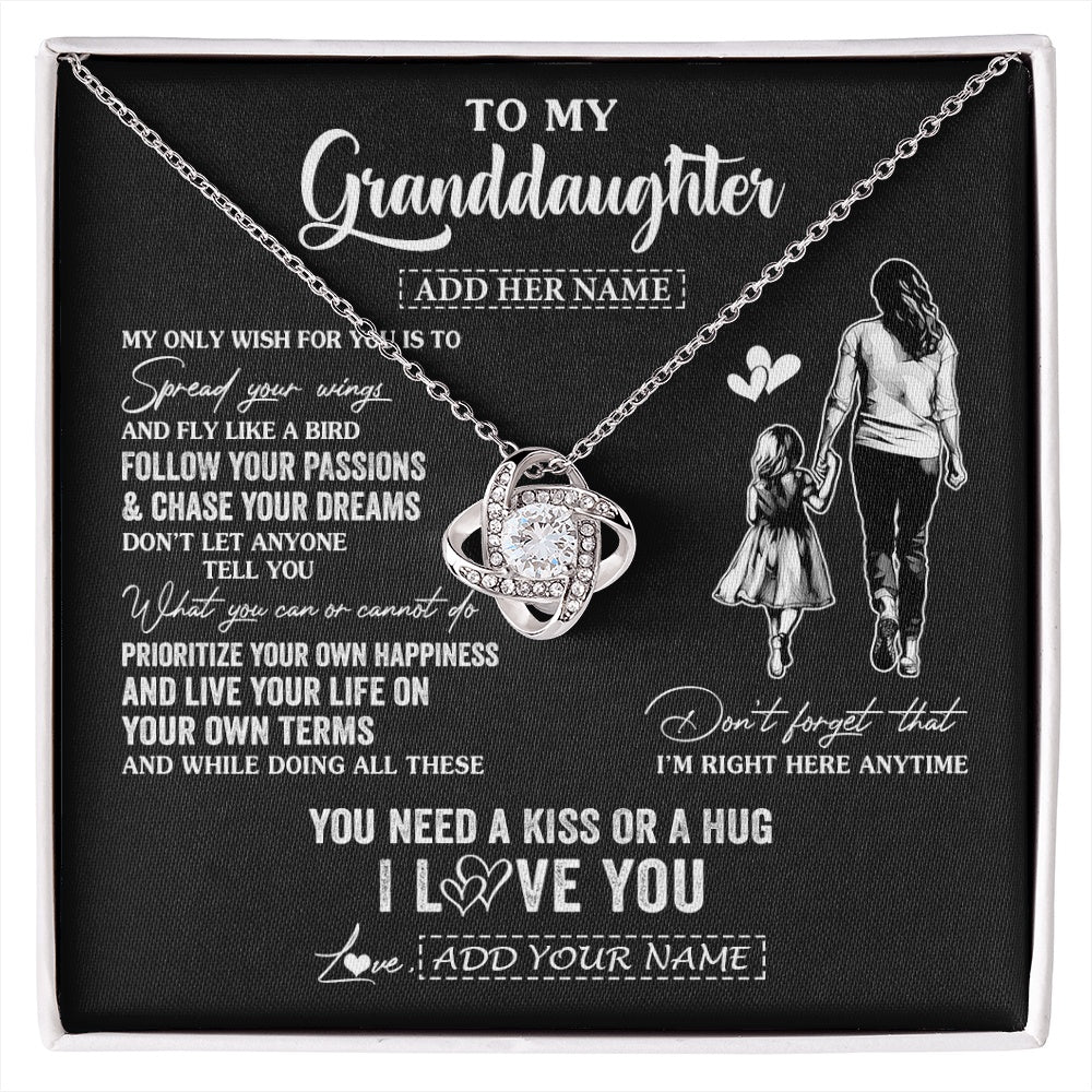 Love Knot Necklace 14K White Gold Finish | 1 | Personalized To My Granddaughter Gifts Necklace From Grandma Nana My Only Wish For You Granddaughter Birthday Gifts Graduation Christmas Gift Box Message Card | siriusteestore.myshopify