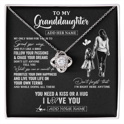 Love Knot Necklace 14K White Gold Finish | 1 | Personalized To My Granddaughter Gifts Necklace From Grandma Nana My Only Wish For You Granddaughter Birthday Gifts Graduation Christmas Gift Box Message Card | siriusteestore.myshopify