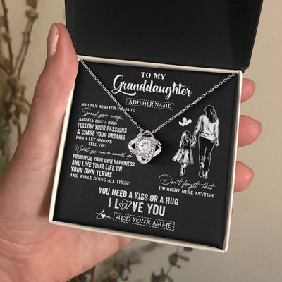 Love Knot Necklace 14K White Gold Finish | 2 | Personalized To My Granddaughter Gifts Necklace From Grandma Nana My Only Wish For You Granddaughter Birthday Gifts Graduation Christmas Gift Box Message Card | siriusteestore.myshopify