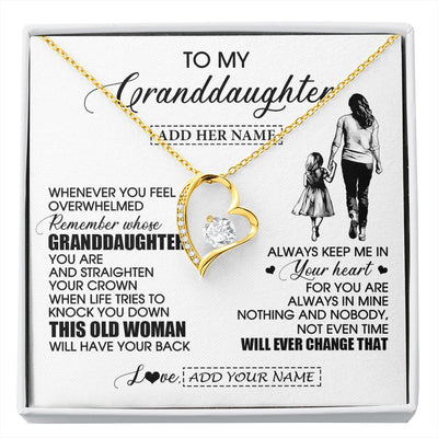 Forever Love Necklace 18K Yellow Gold Finish | 1 | Personalized To My Granddaughter Gifts Necklace From Grandma Nana Whenever Woman Unique Birthday Gifts For Granddaughter Christmas Gift Box Message Card | siriusteestore.myshopify