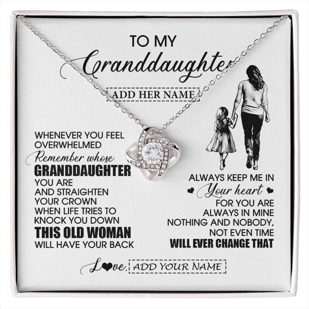 Love Knot Necklace 14K White Gold Finish | 1 | Personalized To My Granddaughter Gifts Necklace From Grandma Nana Whenever Woman Unique Birthday Gifts For Granddaughter Christmas Gift Box Message Card | siriusteestore.myshopify