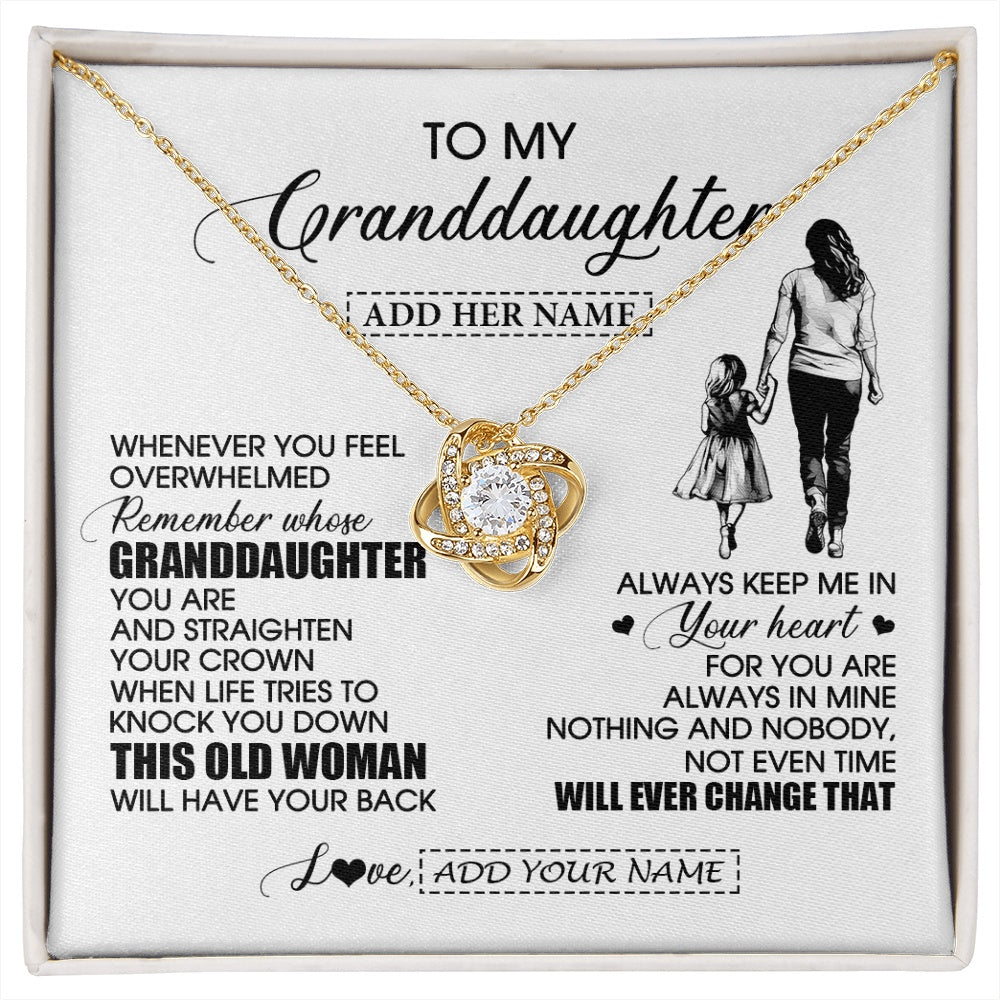 Love Knot Necklace 18K Yellow Gold Finish | 1 | Personalized To My Granddaughter Gifts Necklace From Grandma Nana Whenever Woman Unique Birthday Gifts For Granddaughter Christmas Gift Box Message Card | siriusteestore.myshopify