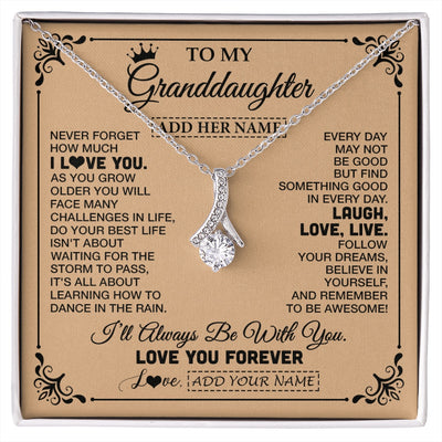 Alluring Beauty Necklace 14K White Gold Finish | 1 | Personalized To My Granddaughter Gifts Necklace From Grandma Never Forget How Much I Love You Granddaughter Birthday Gifts Christmas Gift Box Message Card | https://siriusteestore.
