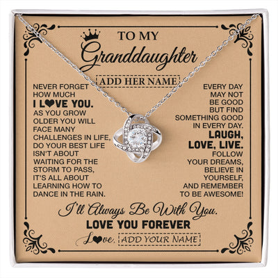 Love Knot Necklace 14K White Gold Finish | 1 | Personalized To My Granddaughter Gifts Necklace From Grandma Never Forget How Much I Love You Granddaughter Birthday Gifts Christmas Gift Box Message Card | https://siriusteestore.