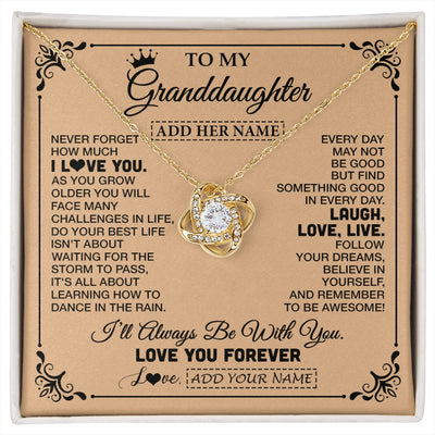 Love Knot Necklace 18K Yellow Gold Finish | 1 | Personalized To My Granddaughter Gifts Necklace From Grandma Never Forget How Much I Love You Granddaughter Birthday Gifts Christmas Gift Box Message Card | https://siriusteestore.