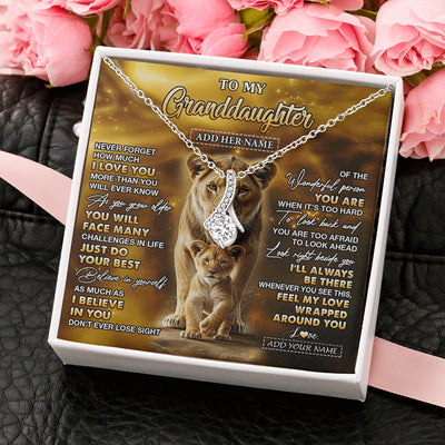 Alluring Beauty Necklace 14K White Gold Finish | 2 | Personalized To My Granddaughter Gifts Necklace From Grandma Never Forget How Much I Love You Lion Granddaughter Birthday Gifts Christmas Gift Box Message Card | https://siriusteestore.