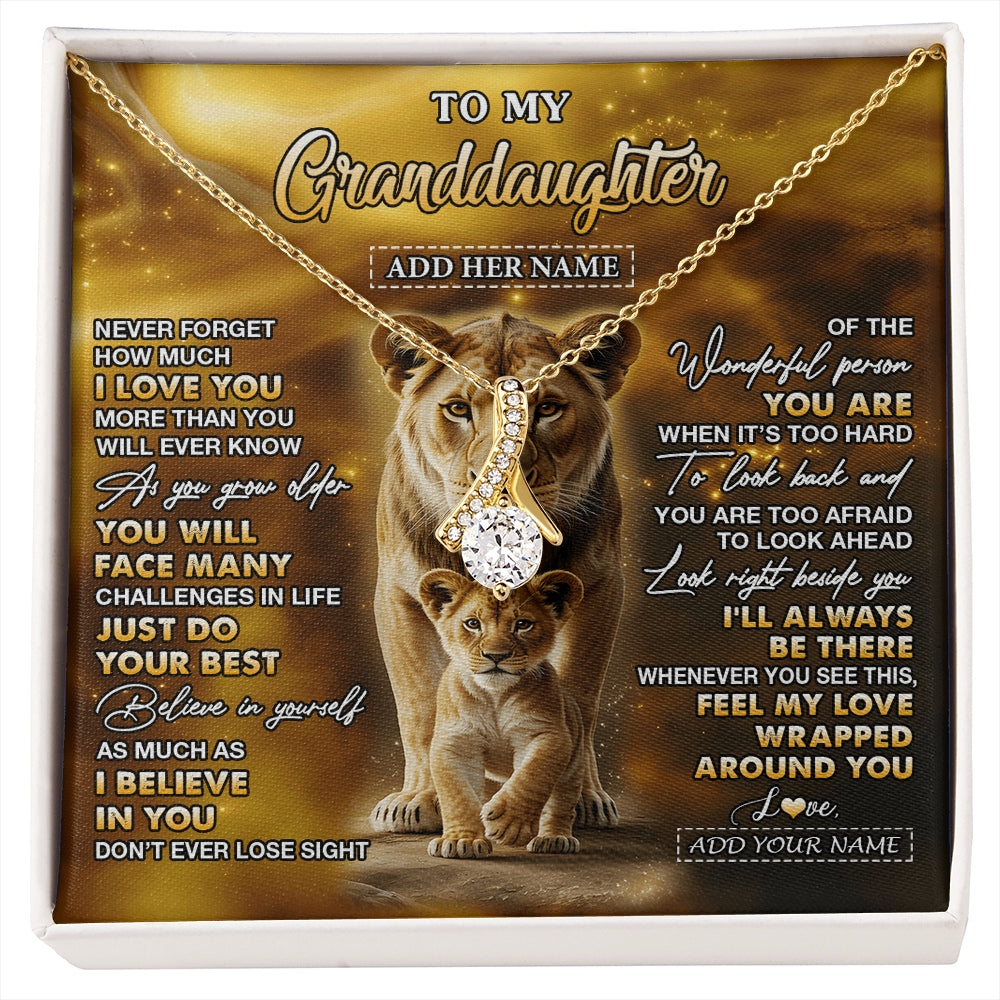 Alluring Beauty Necklace 18K Yellow Gold Finish | 1 | Personalized To My Granddaughter Gifts Necklace From Grandma Never Forget How Much I Love You Lion Granddaughter Birthday Gifts Christmas Gift Box Message Card | https://siriusteestore.