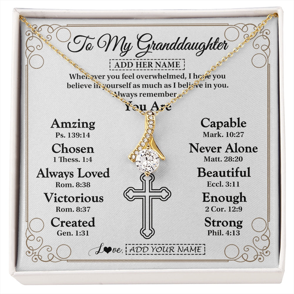 Alluring Beauty Necklace 18K Yellow Gold Finish | 1 | Personalized To My Granddaughter Gifts Necklace From Grandma Papa Christ Christian Gifts For Granddaughter Birthday Christmas Graduation Gift Box Message Card | https://siriusteestore.