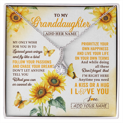 Alluring Beauty Necklace 14K White Gold Finish | 1 | Personalized To My Granddaughter Gifts Necklace From Grandma Sunflower My Only Wish For You Granddaughter Birthday Gifts Christmas Custom Gift Box Message Card | https://siriusteestore.