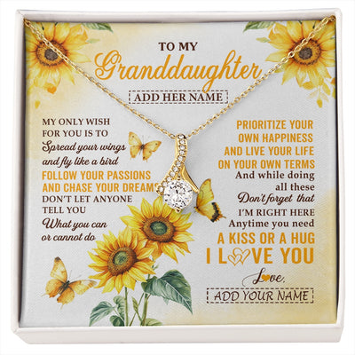 Alluring Beauty Necklace 18K Yellow Gold Finish | 1 | Personalized To My Granddaughter Gifts Necklace From Grandma Sunflower My Only Wish For You Granddaughter Birthday Gifts Christmas Custom Gift Box Message Card | https://siriusteestore.
