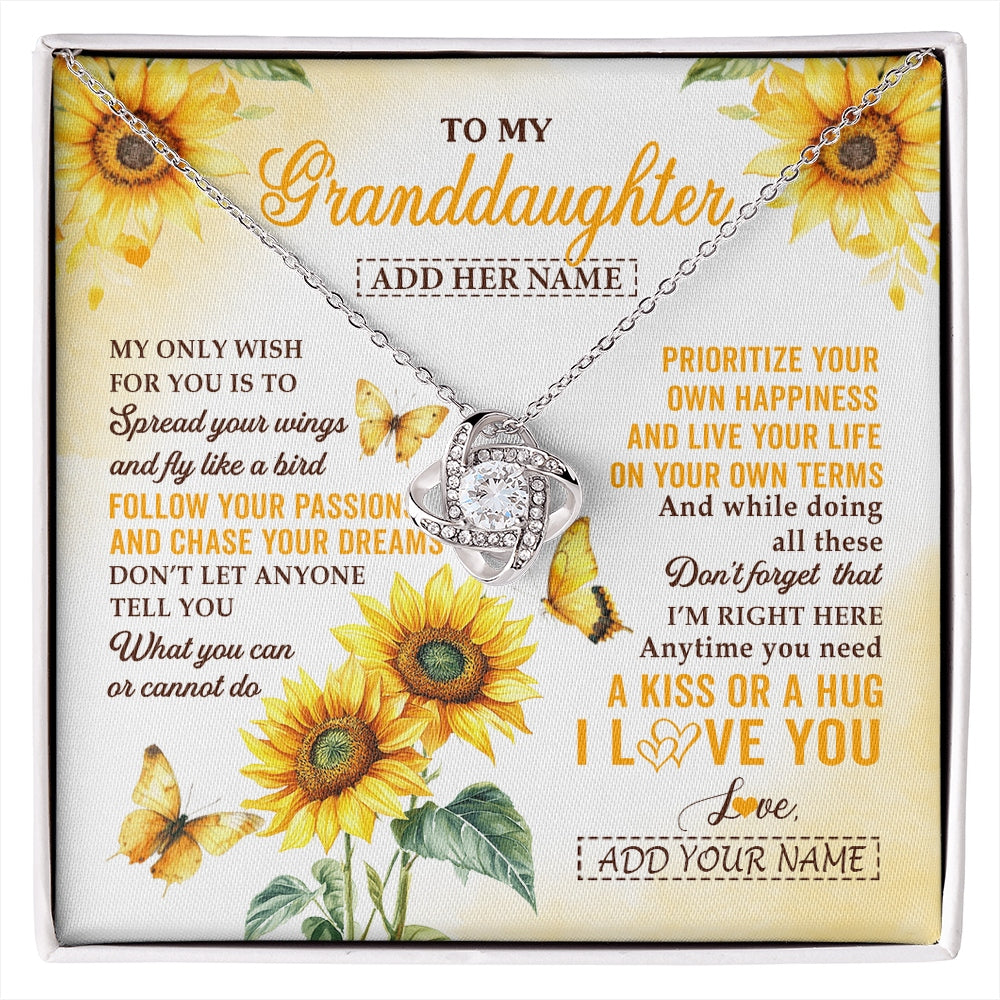 Love Knot Necklace 14K White Gold Finish | 1 | Personalized To My Granddaughter Gifts Necklace From Grandma Sunflower My Only Wish For You Granddaughter Birthday Gifts Christmas Custom Gift Box Message Card | https://siriusteestore.