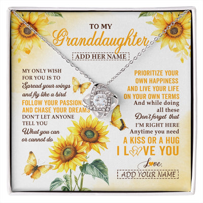 Love Knot Necklace 14K White Gold Finish | 1 | Personalized To My Granddaughter Gifts Necklace From Grandma Sunflower My Only Wish For You Granddaughter Birthday Gifts Christmas Custom Gift Box Message Card | https://siriusteestore.