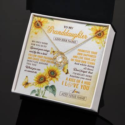 Love Knot Necklace 18K Yellow Gold Finish | 2 | Personalized To My Granddaughter Gifts Necklace From Grandma Sunflower My Only Wish For You Granddaughter Birthday Gifts Christmas Custom Gift Box Message Card | https://siriusteestore.