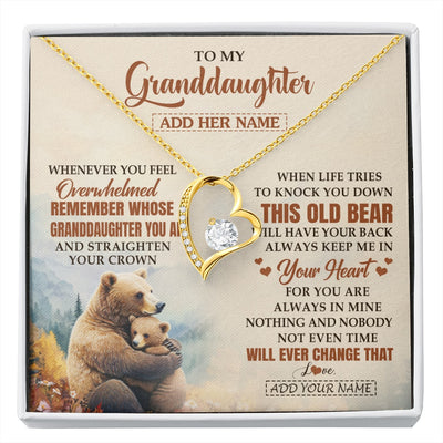 Forever Love Necklace 18K Yellow Gold Finish | 1 | Personalized To My Granddaughter Gifts Necklace From Grandma Whenever Bear Unique Birthday Gifts For Granddaughter Graduation Christmas Gift Box Message Card | siriusteestore.myshopify