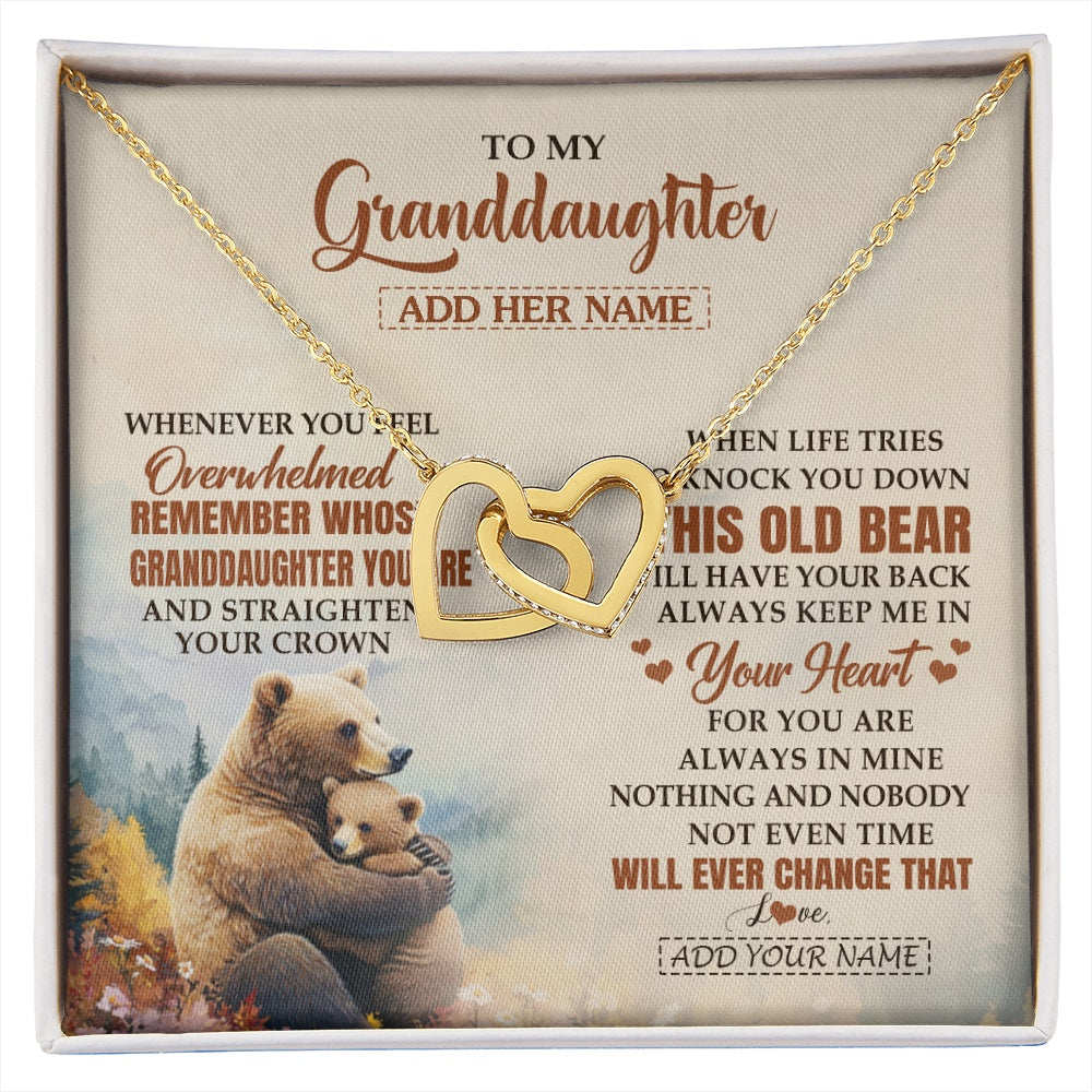 Interlocking Hearts Necklace 18K Yellow Gold Finish | 1 | Personalized To My Granddaughter Gifts Necklace From Grandma Whenever Bear Unique Birthday Gifts For Granddaughter Graduation Christmas Gift Box Message Card | siriusteestore.myshopify