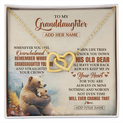 Interlocking Hearts Necklace 18K Yellow Gold Finish | 1 | Personalized To My Granddaughter Gifts Necklace From Grandma Whenever Bear Unique Birthday Gifts For Granddaughter Graduation Christmas Gift Box Message Card | siriusteestore.myshopify