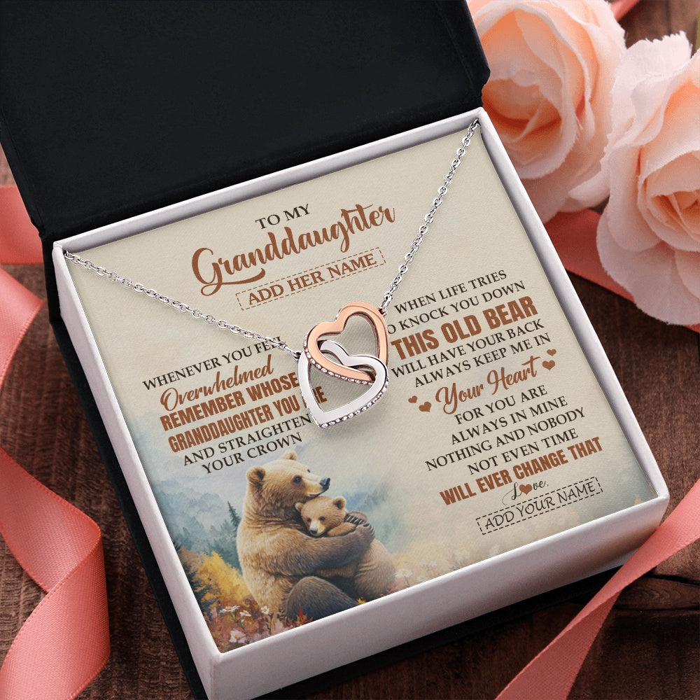 Interlocking Hearts Necklace Stainless Steel & Rose Gold Finish | 2 | Personalized To My Granddaughter Gifts Necklace From Grandma Whenever Bear Unique Birthday Gifts For Granddaughter Graduation Christmas Gift Box Message Card | siriusteestore.myshopify
