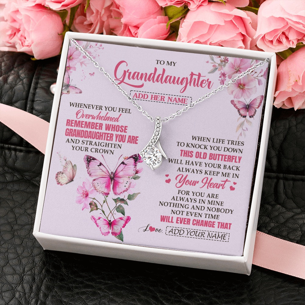 Alluring Beauty Necklace 14K White Gold Finish | 2 | Personalized To My Granddaughter Gifts Necklace From Grandma Whenever Butterfly Unique Birthday Gifts Granddaughter Graduation Christmas Gift Box Message Card | siriusteestore.myshopify