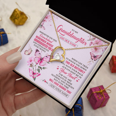 Forever Love Necklace 18K Yellow Gold Finish | 2 | Personalized To My Granddaughter Gifts Necklace From Grandma Whenever Butterfly Unique Birthday Gifts Granddaughter Graduation Christmas Gift Box Message Card | siriusteestore.myshopify