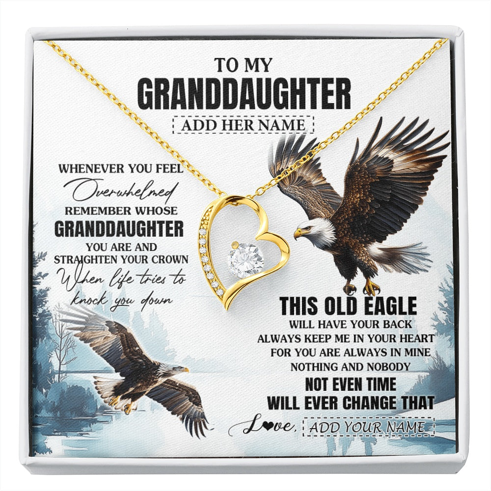 Forever Love Necklace 18K Yellow Gold Finish | 1 | Personalized To My Granddaughter Gifts Necklace From Grandma Whenever Eagle Unique Birthday Gifts For Granddaughter Christmas Jewelry Gift Box Message Card | https://siriusteestore.