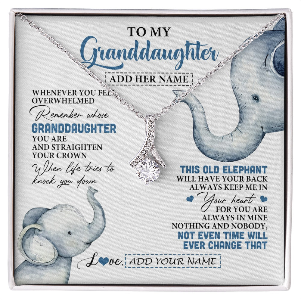 Alluring Beauty Necklace 14K White Gold Finish | 1 | Personalized To My Granddaughter Gifts Necklace From Grandma Whenever Elephant Unique Birthday Gifts For Granddaughter Christmas Custom Gift Box Message Card | siriusteestore.myshopify