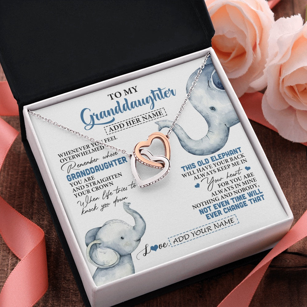 Interlocking Hearts Necklace Stainless Steel & Rose Gold Finish | 2 | Personalized To My Granddaughter Gifts Necklace From Grandma Whenever Elephant Unique Birthday Gifts For Granddaughter Christmas Custom Gift Box Message Card | siriusteestore.myshopify