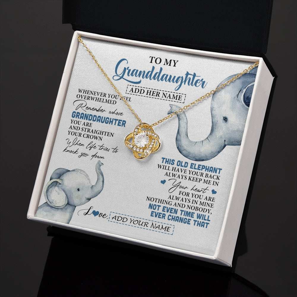 Love Knot Necklace 18K Yellow Gold Finish | 2 | Personalized To My Granddaughter Gifts Necklace From Grandma Whenever Elephant Unique Birthday Gifts For Granddaughter Christmas Custom Gift Box Message Card | siriusteestore.myshopify