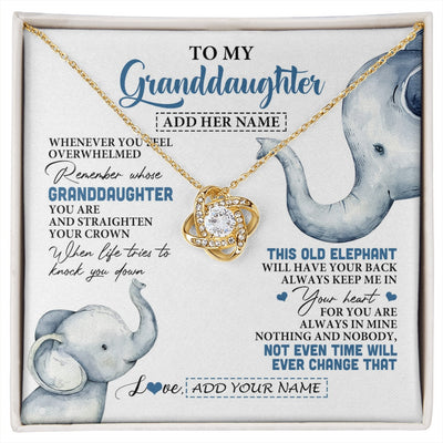 Love Knot Necklace 18K Yellow Gold Finish | 1 | Personalized To My Granddaughter Gifts Necklace From Grandma Whenever Elephant Unique Birthday Gifts For Granddaughter Christmas Custom Gift Box Message Card | siriusteestore.myshopify