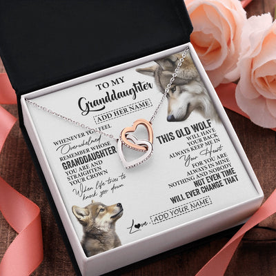 Interlocking Hearts Necklace Stainless Steel & Rose Gold Finish | 2 | Personalized To My Granddaughter Gifts Necklace From Grandma Whenever Wolf Unique Birthday For Granddaughter Graduation Christmas Custom Gift Box Message Card | https://siriusteestore.