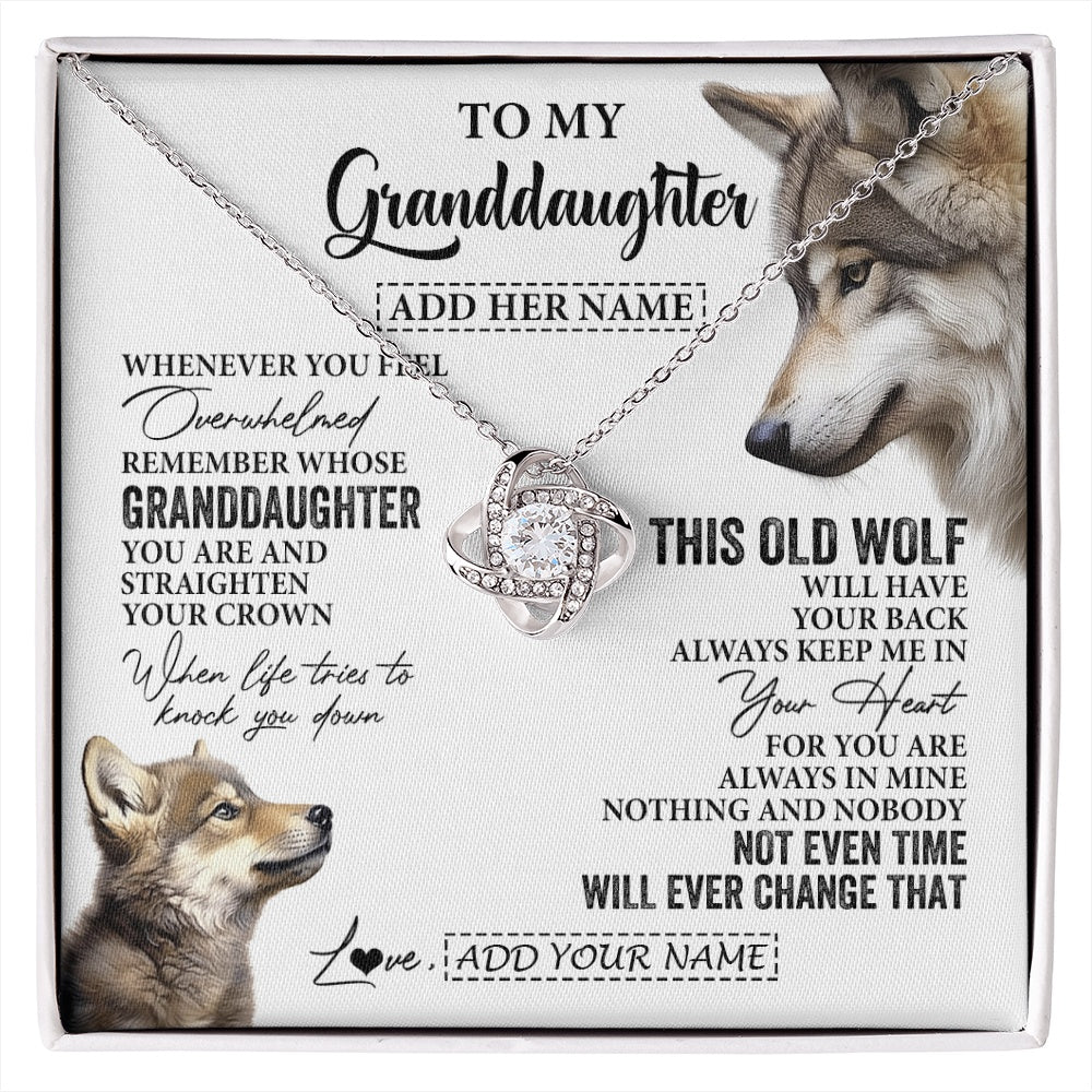 Love Knot Necklace 14K White Gold Finish | 1 | Personalized To My Granddaughter Gifts Necklace From Grandma Whenever Wolf Unique Birthday For Granddaughter Graduation Christmas Custom Gift Box Message Card | https://siriusteestore.