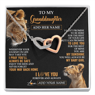 Interlocking Hearts Necklace Stainless Steel & Rose Gold Finish | 1 | Personalized To My Granddaughter Gifts Necklace From Grandma Wherever Your Journey In Life Lion Granddaughter Birthday Gifts Christmas Gift Box Message Card | https://siriusteestore.