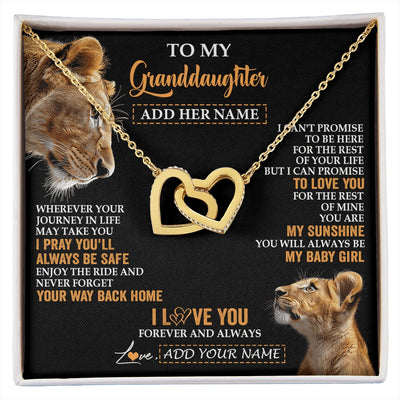 Interlocking Hearts Necklace 18K Yellow Gold Finish | 1 | Personalized To My Granddaughter Gifts Necklace From Grandma Wherever Your Journey In Life Lion Granddaughter Birthday Gifts Christmas Gift Box Message Card | https://siriusteestore.