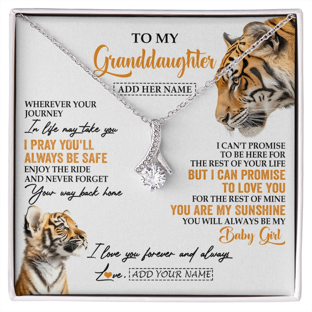 Alluring Beauty Necklace 14K White Gold Finish | 1 | Personalized To My Granddaughter Gifts Necklace From Grandma Wherever Your Journey In Life Tiger Granddaughter Birthday Gifts Custom Gift Box Message Card | https://siriusteestore.